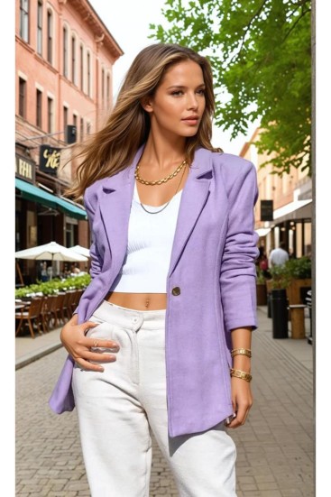 Pasaklı Giyim Kadın Astarlı Kaşe Blazer Ceket 3449451 Lila