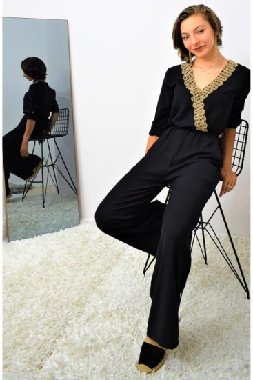 Pasaklı Giyim Kadın Hasır Detaylı Tulum 2946462 Siyah