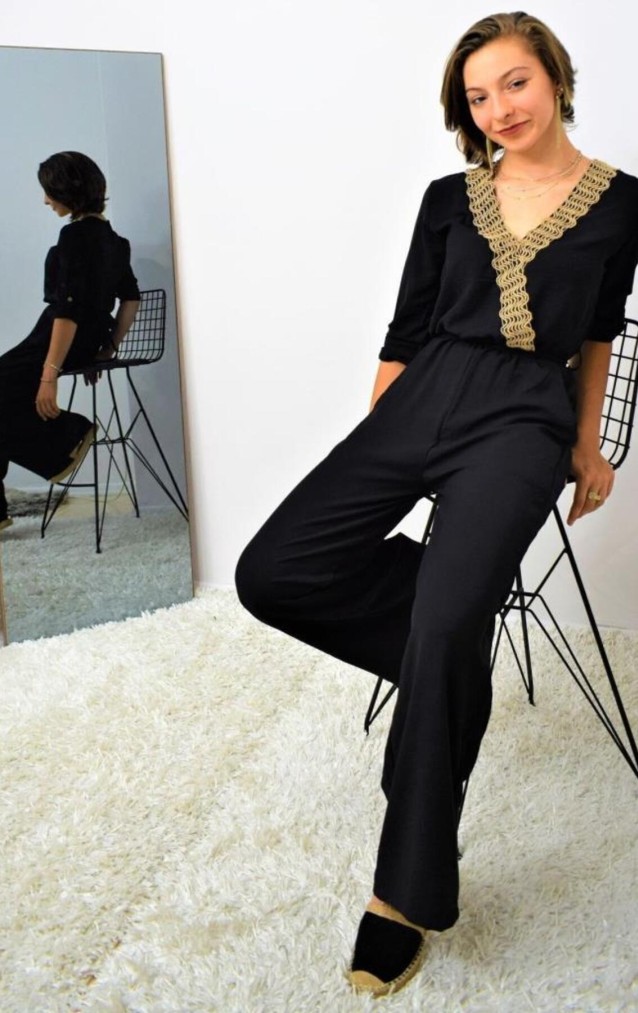 Pasaklı Giyim Kadın Hasır Detaylı Tulum 2946462 Siyah