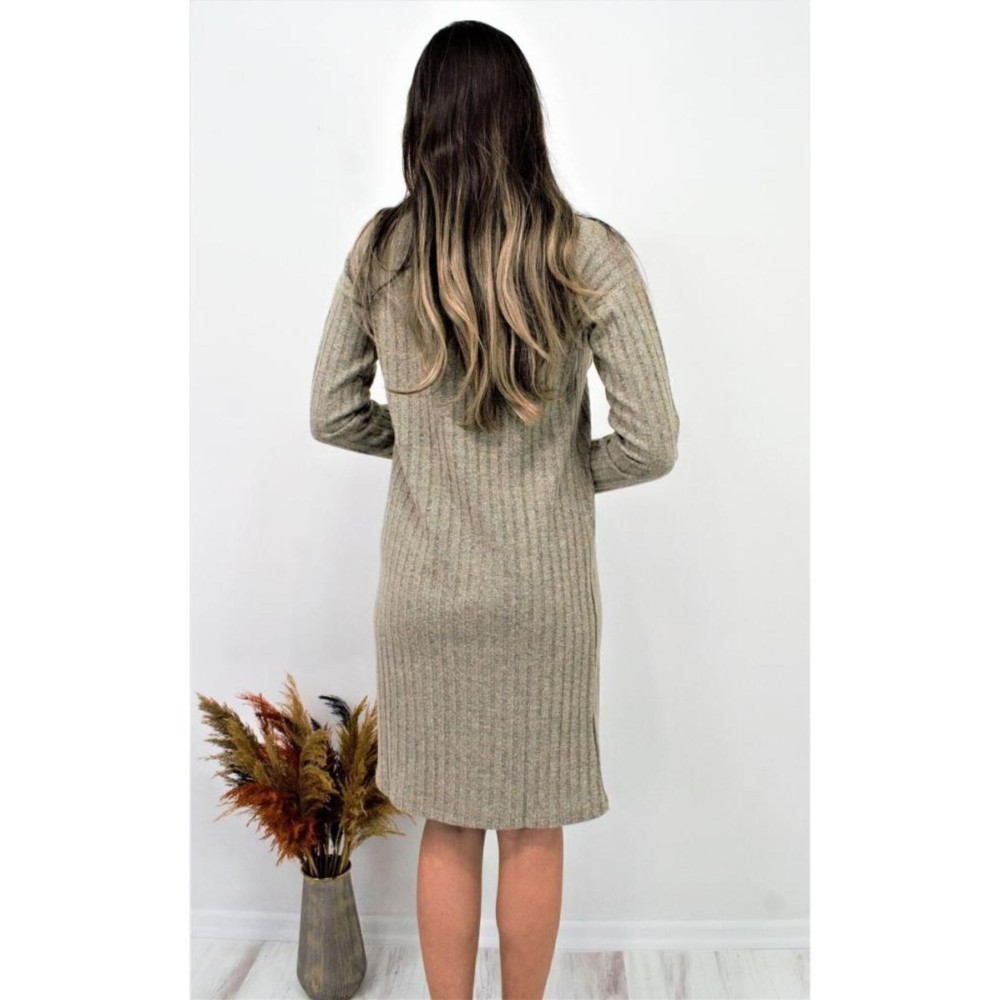 Pasaklı Giyim Pasaklı Giyim Kadın Garnili Yumoş Triko Elbise Bej - Premium Kadın Giyim