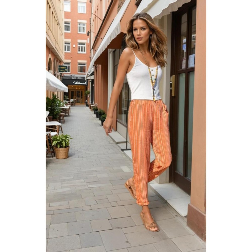 Pasaklı Giyim Pasaklı Giyim Kadın Duble Paça Pantolon Kiremit - Premium Kadın Giyim