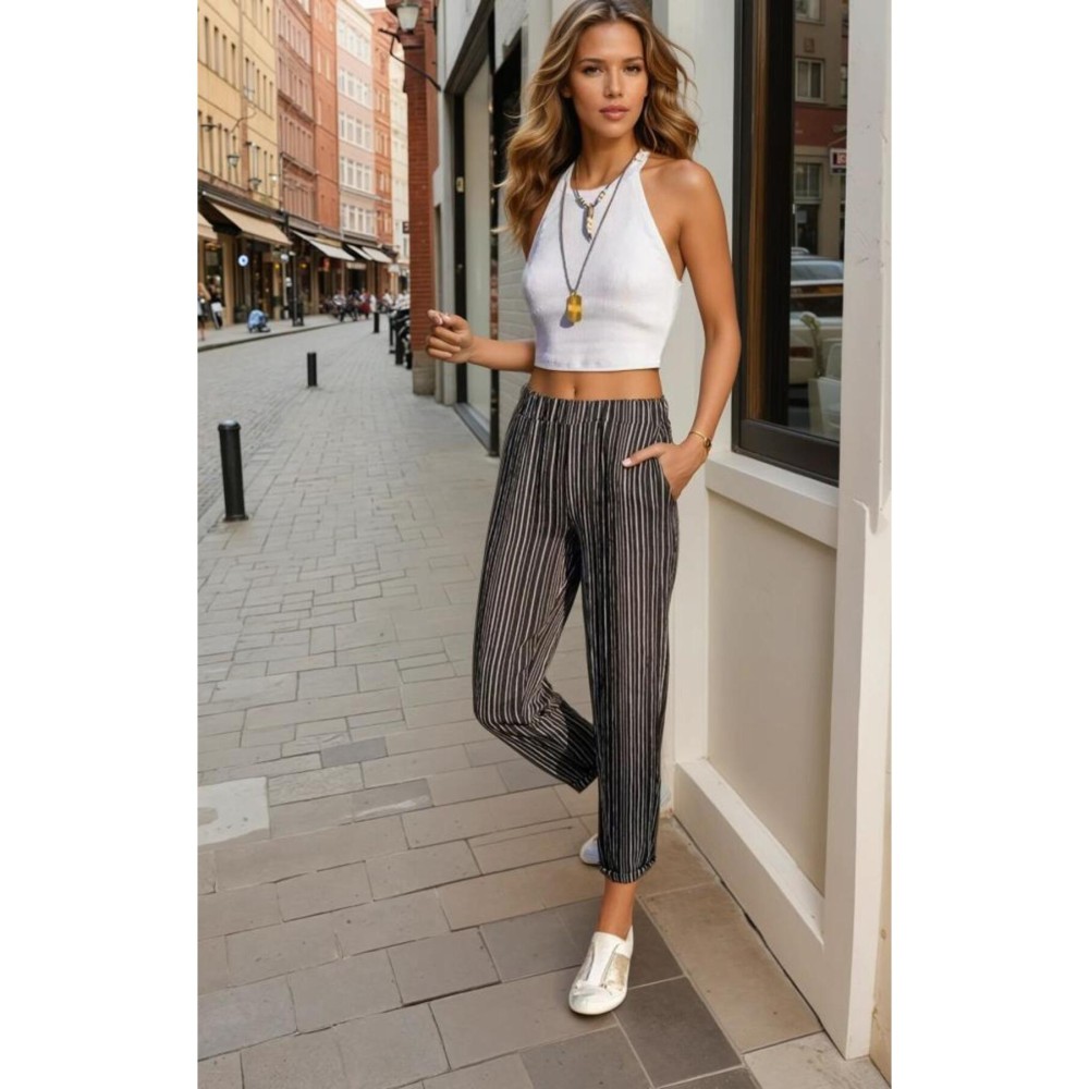 Pasaklı Giyim Pasaklı Giyim Kadın Duble Paça Pantolon Siyah - Premium Kadın Giyim