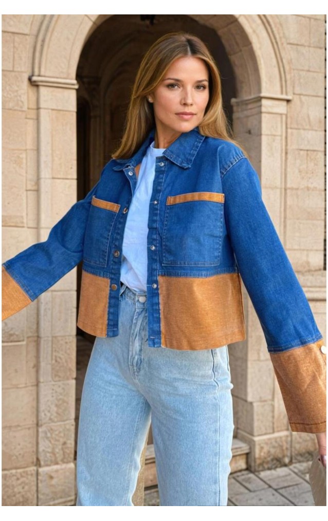 Pasaklı Giyim Kadın Manşetli Kot Ceket KT0072320 Turuncu