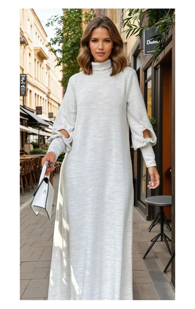 Pasaklı Giyim Balon Kol A Kesim Triko Elbise 3444340 Bej