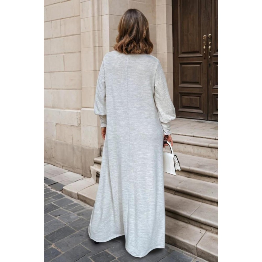 Pasaklı Giyim Pasaklı Giyim Balon Kol A Kesim Triko Elbise Bej - Premium Kadın Giyim