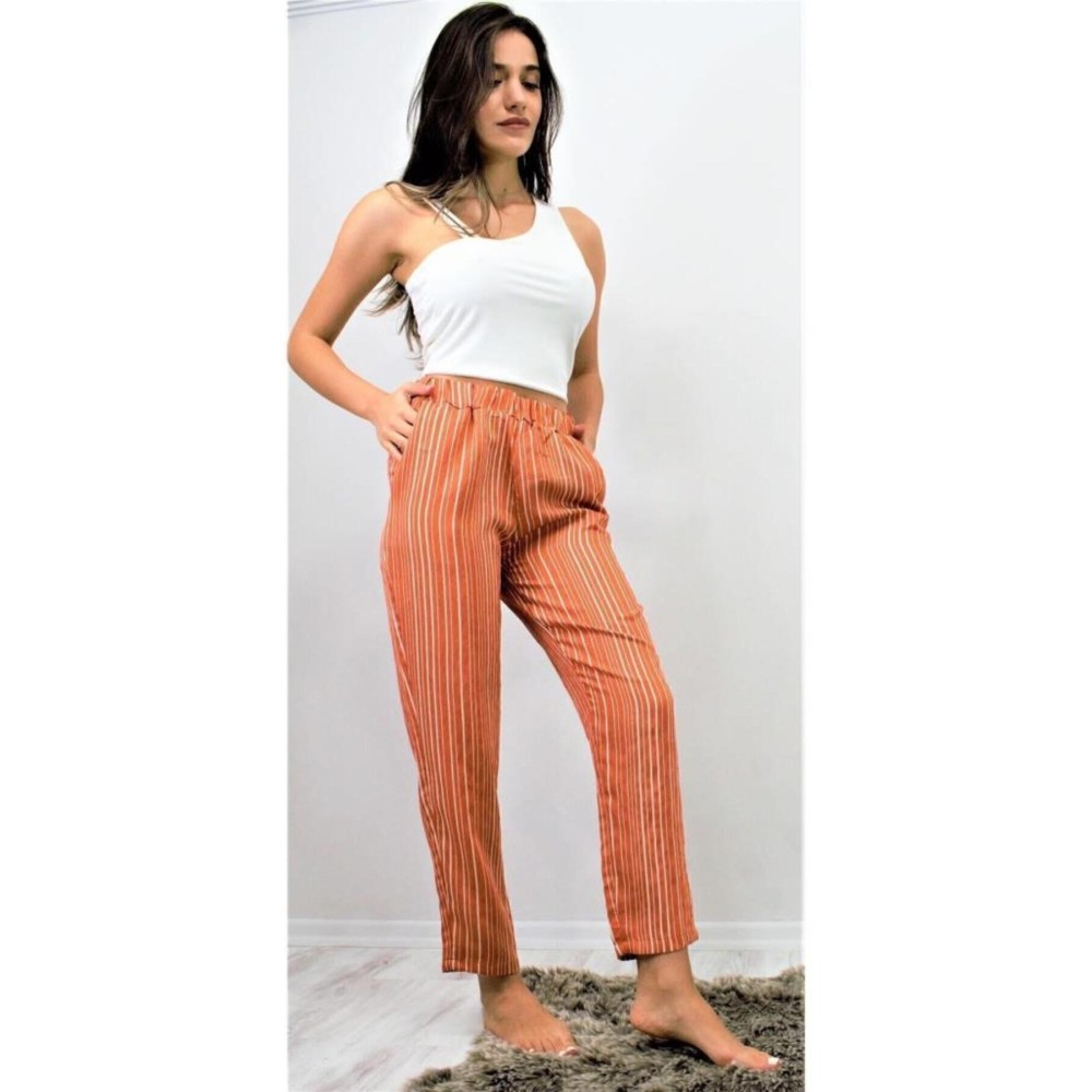 Pasaklı Giyim Pasaklı Giyim Kadın Duble Paça Pantolon Kiremit - Premium Kadın Giyim