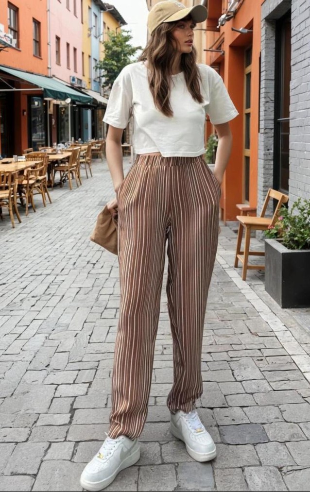 Pasaklı Giyim Kadın Duble Paça Pantolon 3277187 Kahverengi