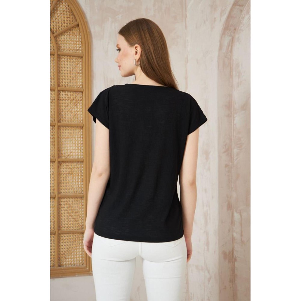 Pasaklı Giyim Pasaklı Giyim Kadın Özel İnce Kumaş Bluz-Nakış Detaylı Siyah - Premium Kadın Giyim