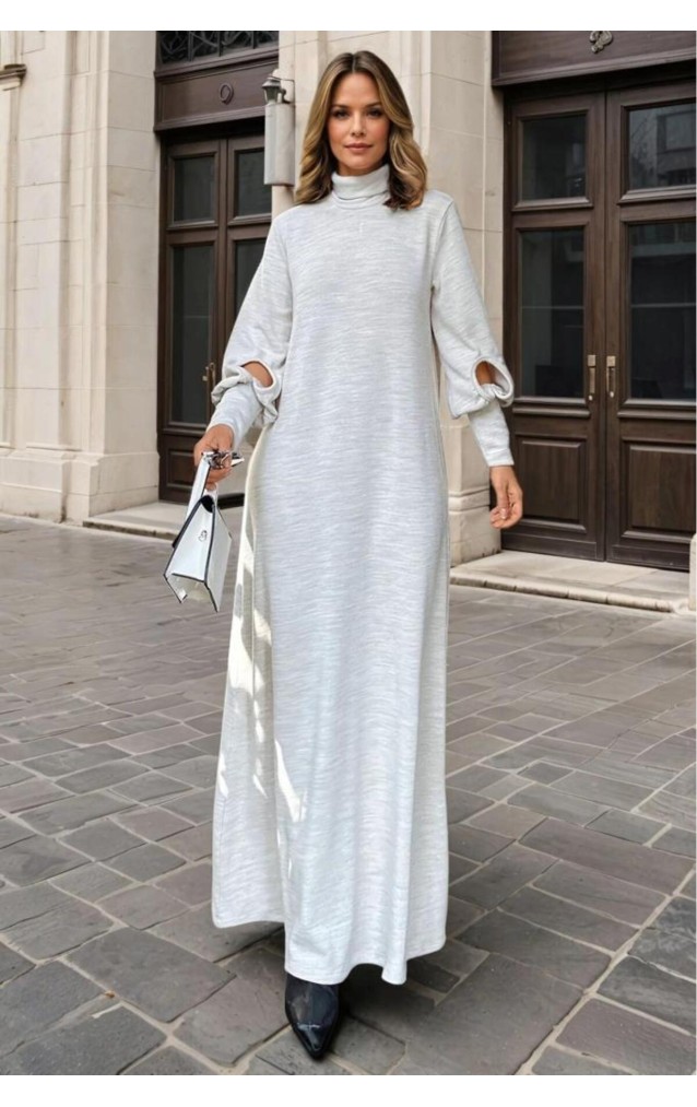 Pasaklı Giyim Balon Kol A Kesim Triko Elbise 3444340 Bej