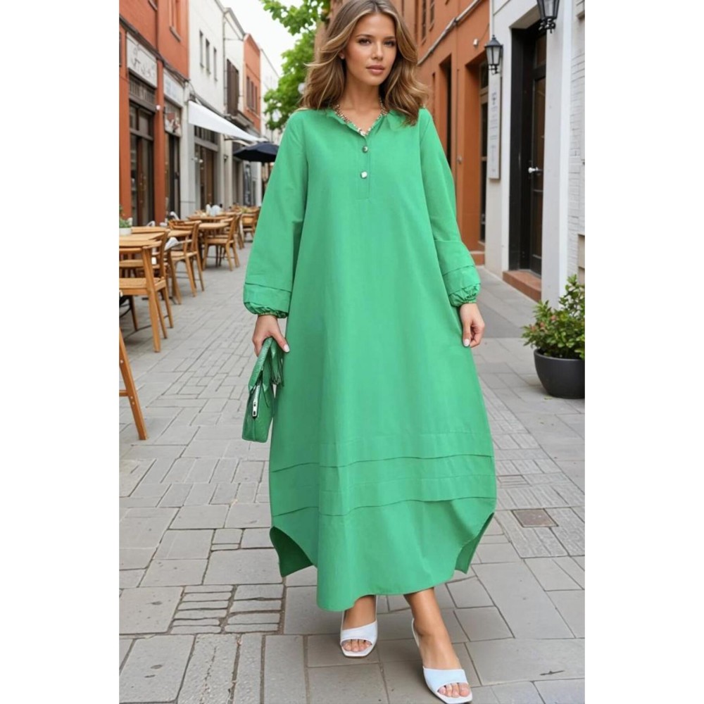 Pasaklı Giyim Pasaklı Giyim Kadın Poplin Elbise Benetton Yeşil - Premium Kadın Giyim