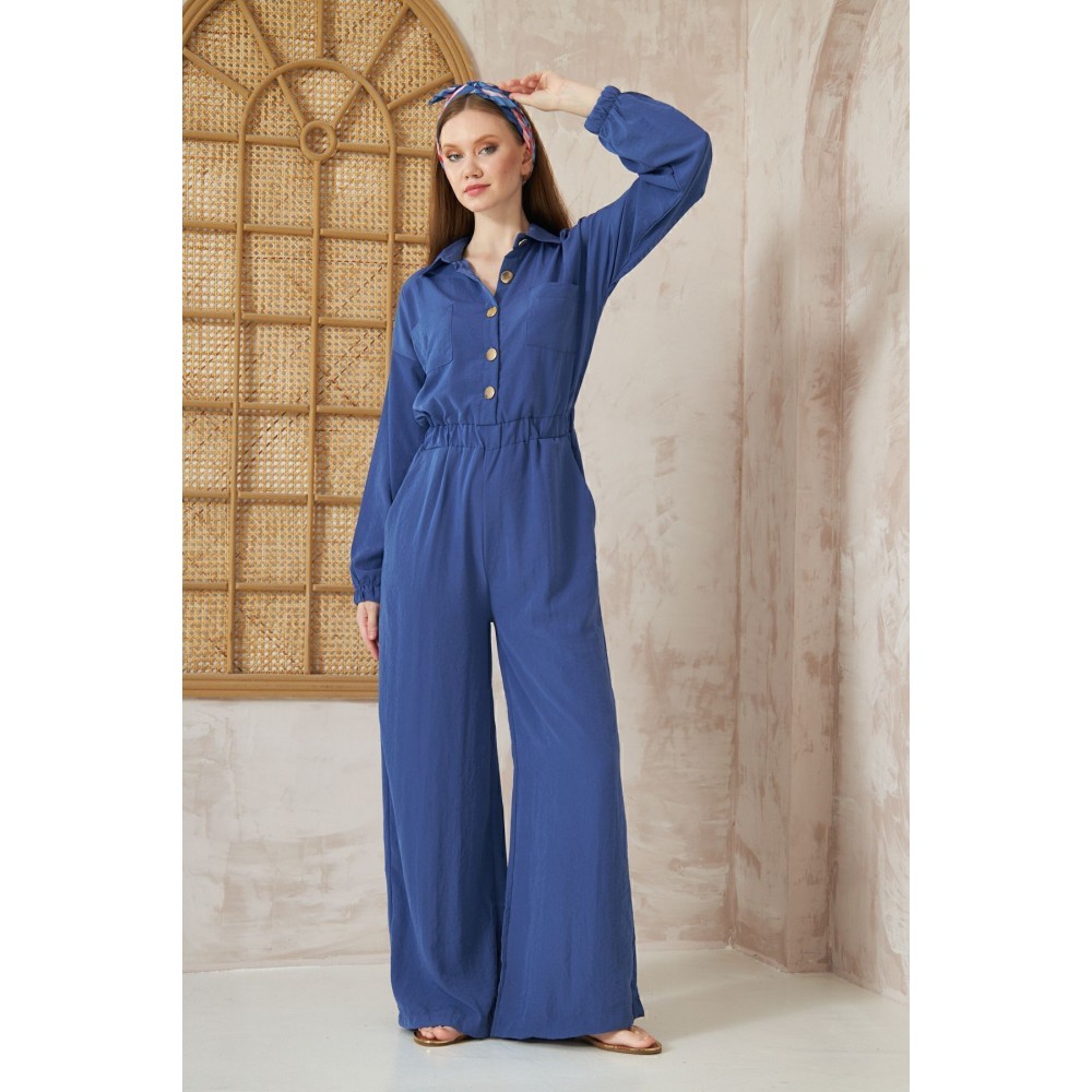 Pasaklı Giyim Pasaklı Giyim Kadın Kupra Tulum İndigo - Premium Kadın Giyim