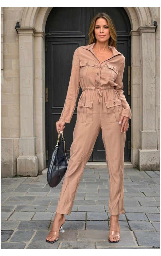 Pasaklı Giyim Kadın Safari Tulum Oversize 3164506 Vizon