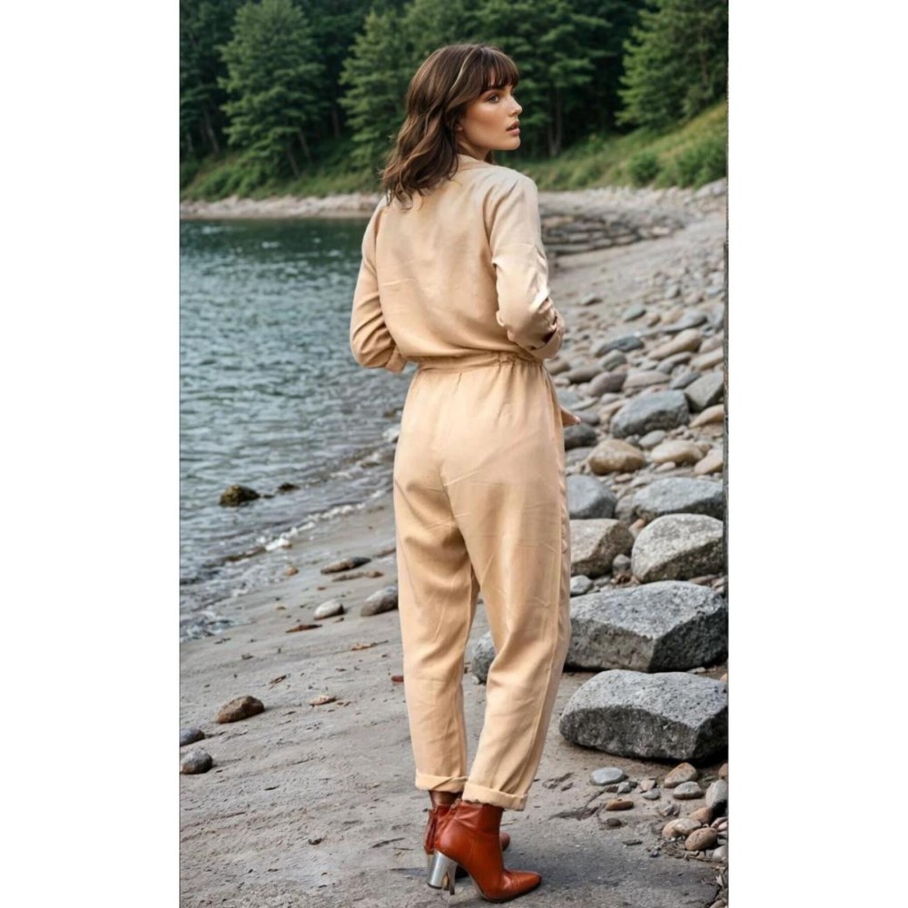 Pasaklı Giyim Pasaklı Giyim Kadın Safari Tulum Oversize Karamel - Premium Kadın Giyim