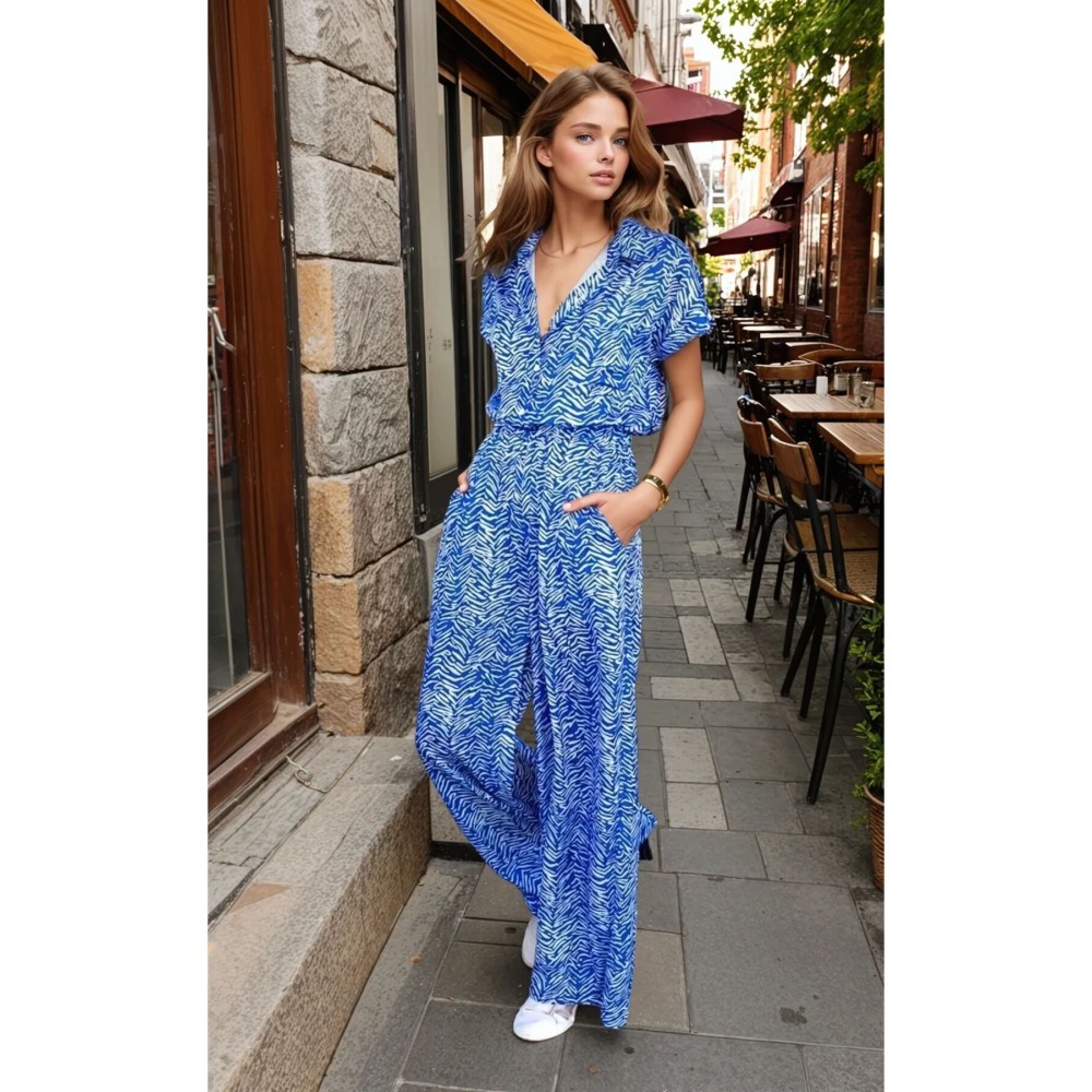 Pasaklı Giyim Pasaklı Giyim Kadın Beli Lastikli Saten Tulum Saks - Premium Kadın Giyim