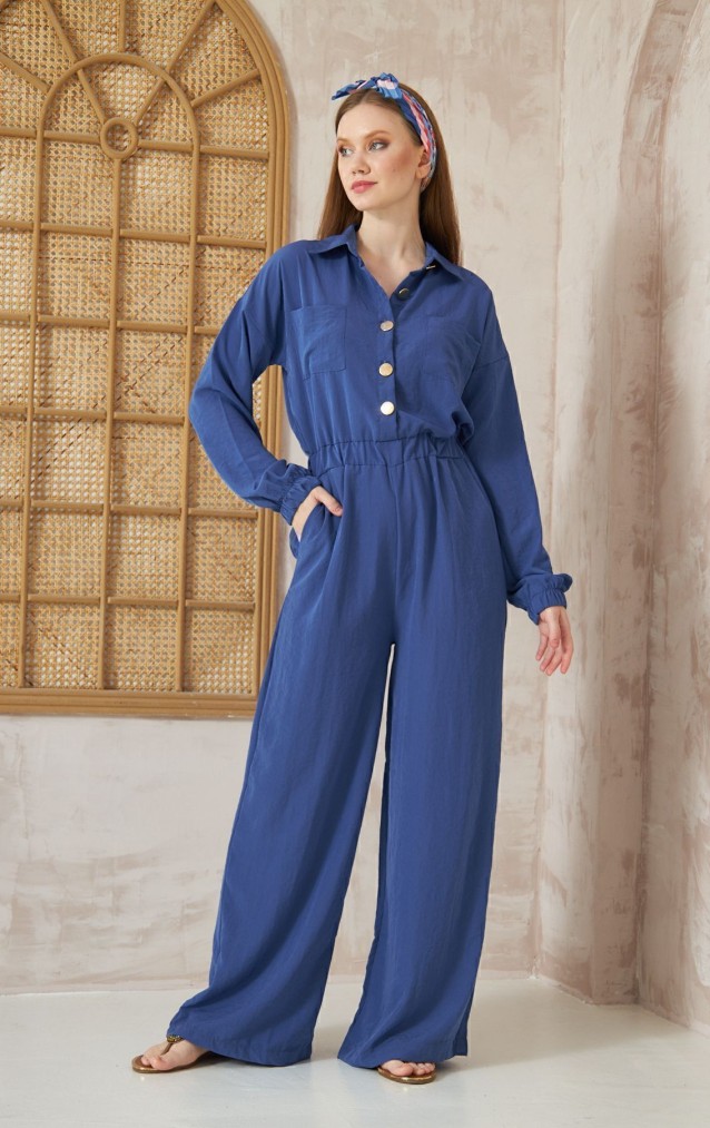 Pasaklı Giyim Kadın Kupra Tulum 3360506 İndigo