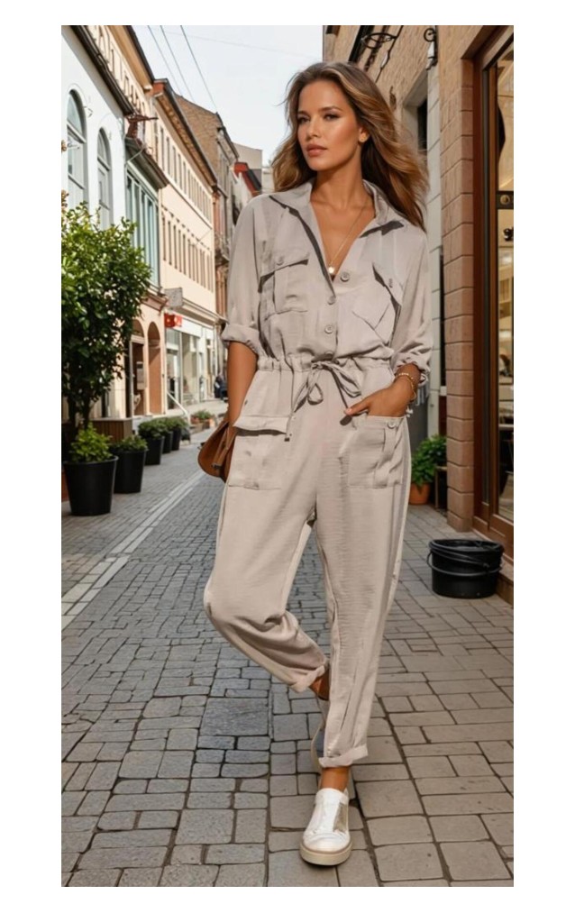 Pasaklı Giyim Kadın Safari Tulum Oversize 3164506 Taş