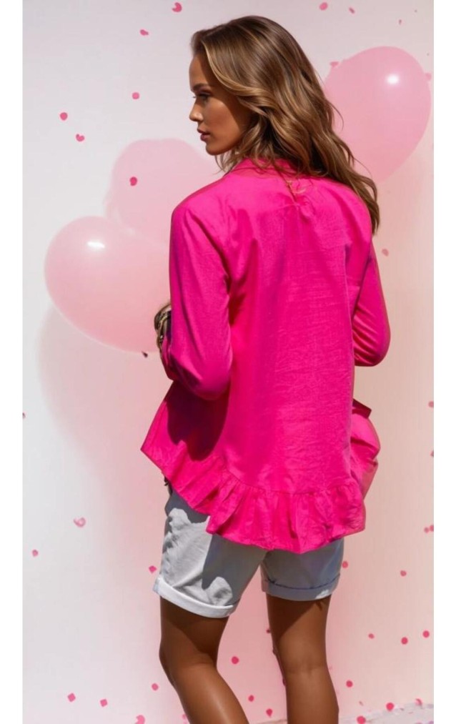 Pasaklı Giyim Kadın Fırfırlı Keten Bluz 3571319 Fuşya