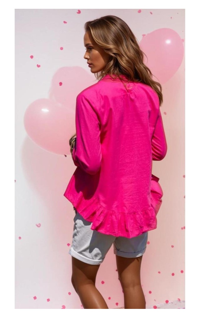 Pasaklı Giyim Kadın Fırfırlı Keten Bluz 3571319 Fuşya