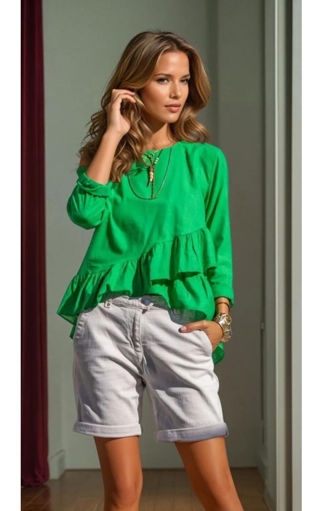 Pasaklı Giyim Kadın Fırfırlı Keten Bluz 3571319 Benetton