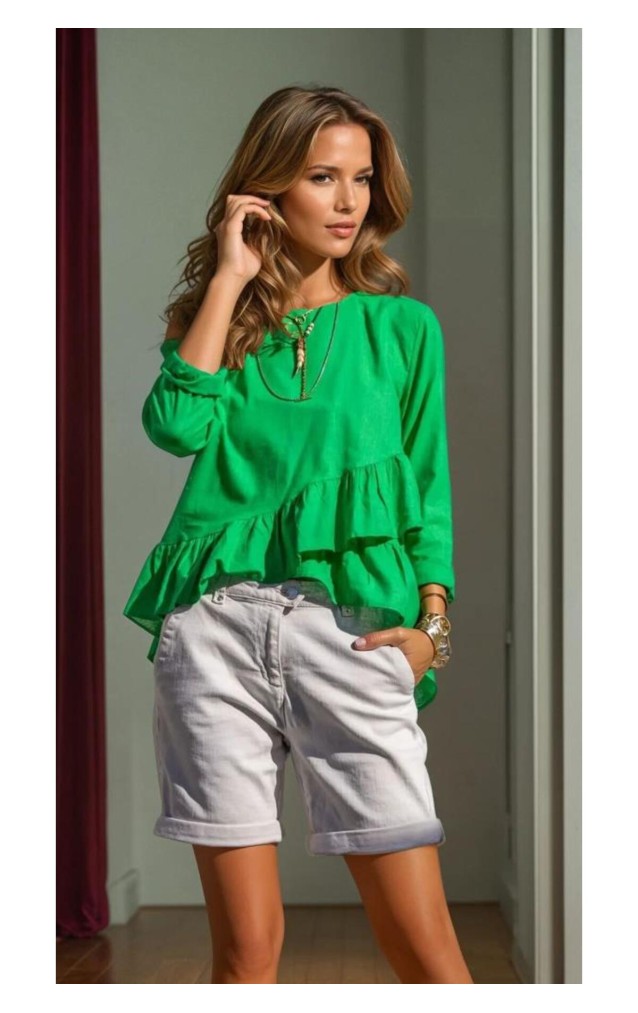 Pasaklı Giyim Kadın Fırfırlı Keten Bluz 3571319 Benetton