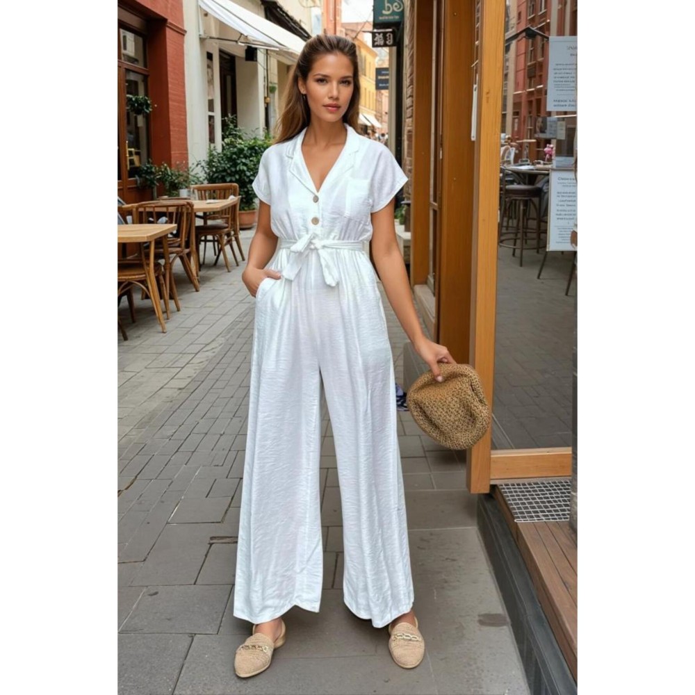 Pasaklı Giyim Pasaklı Giyim Kadın Tulum Beyaz - Premium Kadın Giyim