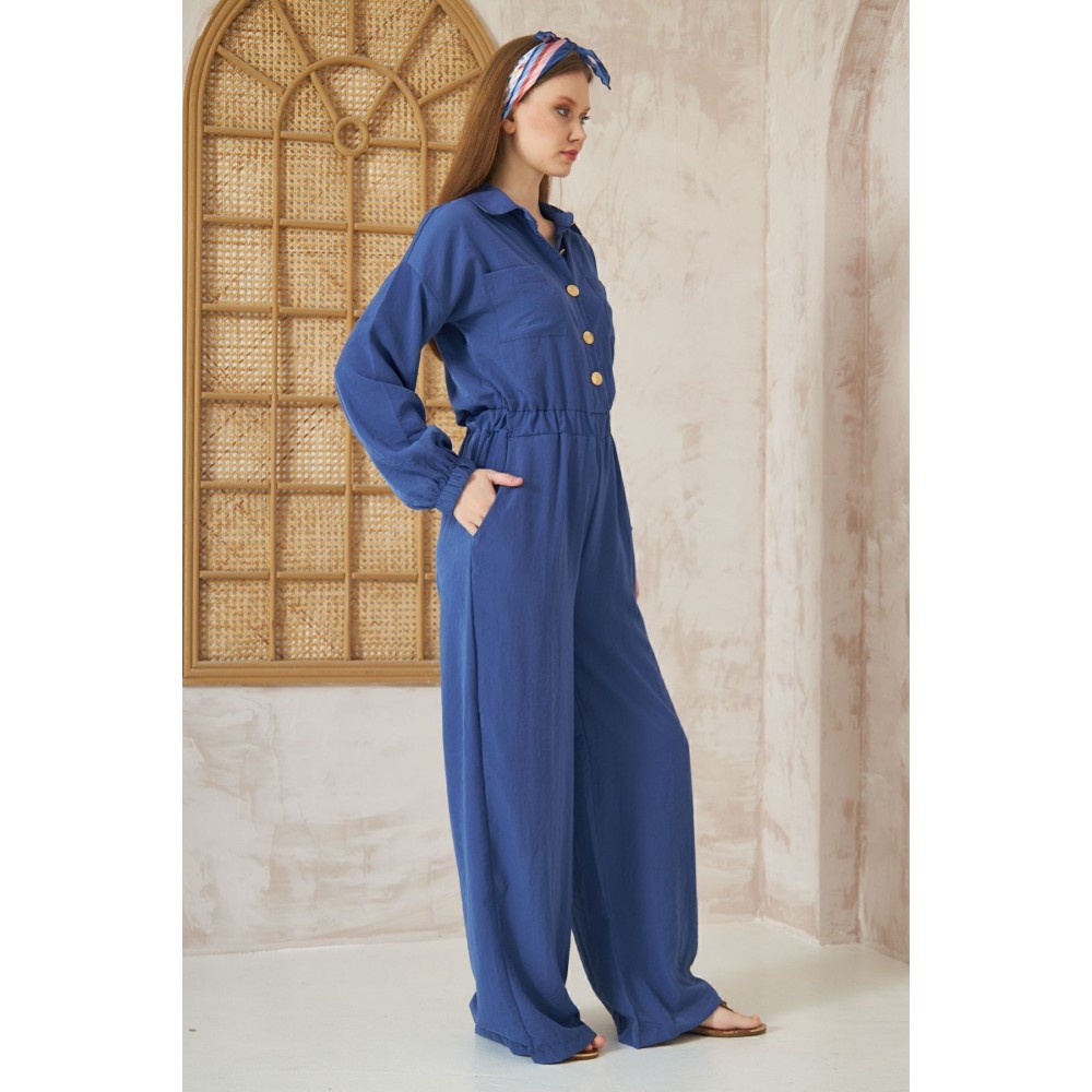 Pasaklı Giyim Pasaklı Giyim Kadın Kupra Tulum İndigo - Premium Kadın Giyim