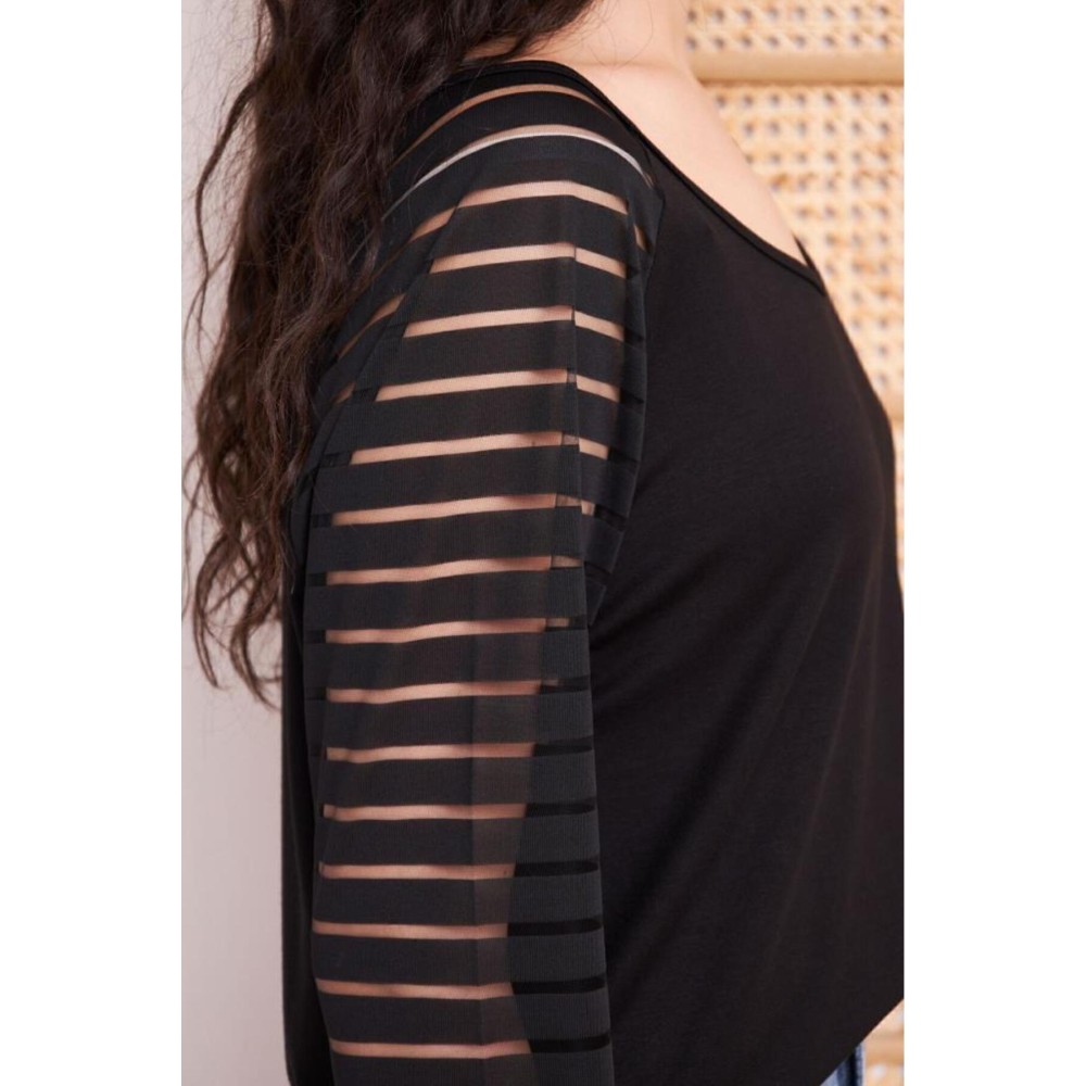 Pasaklı Giyim Pasaklı Giyim Kadın Kol Detaylı Bluz Siyah - Premium Kadın Giyim