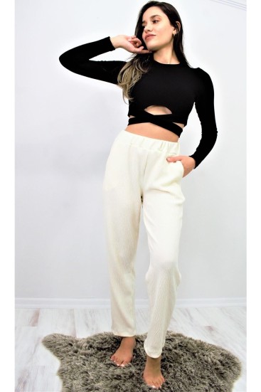 Pasaklı Giyim Yumuşak Doku Rahat Pantolon 3273210 Ekru