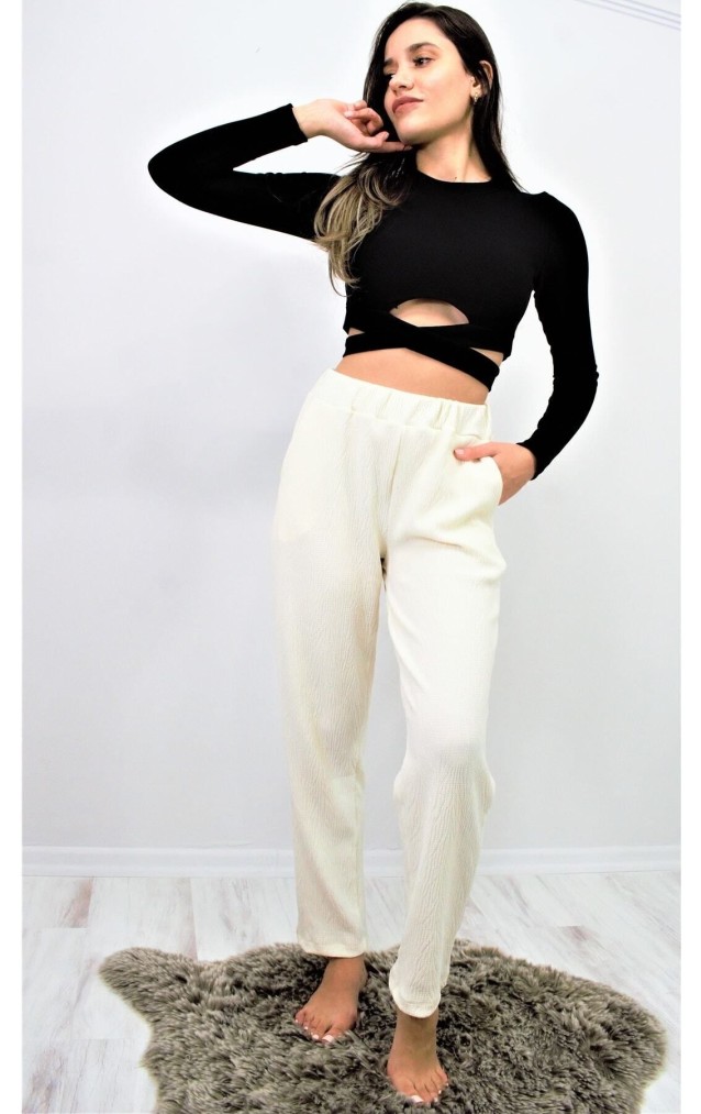 Pasaklı Giyim Yumuşak Doku Rahat Pantolon 3273210 Ekru