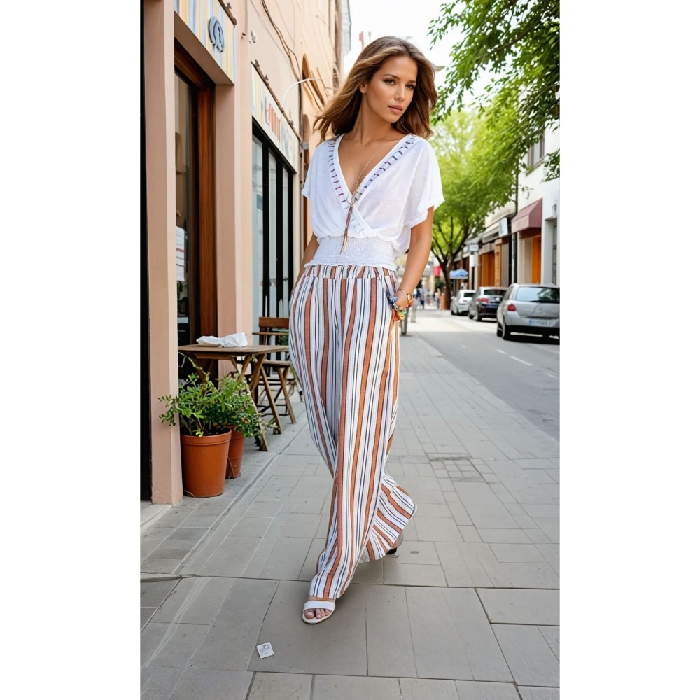 Pasaklı Giyim Pasaklı Giyim Kadın Beli Lastikli Pantolon Kiremit - Premium Kadın Giyim