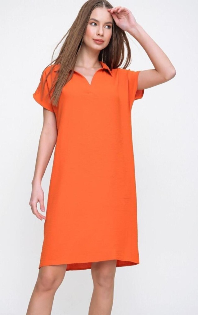 Pasaklı Giyim Kadın Polo Yaka Elbise 2883310 Turuncu