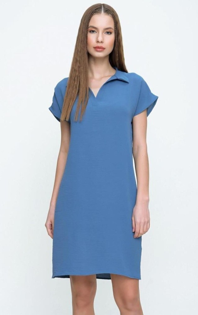 Pasaklı Giyim Kadın Polo Yaka Elbise 2883310 Mavi
