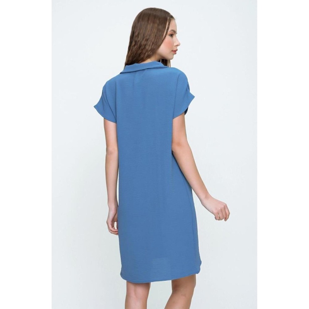 Pasaklı Giyim Pasaklı Giyim Kadın Polo Yaka Elbise Mavi - Premium Kadın Giyim