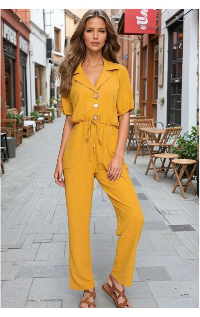 Pasaklı Giyim Kadın Beli Büzgülü Tulum 2622462 Hardal