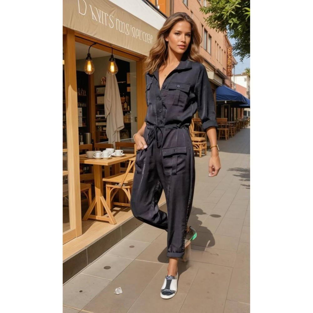 Pasaklı Giyim Pasaklı Giyim Kadın Safari Tulum Oversize Siyah - Premium Kadın Giyim