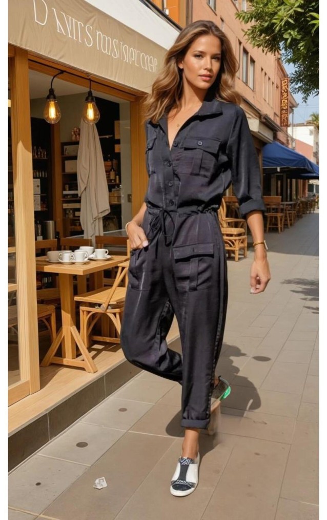 Pasaklı Giyim Kadın Safari Tulum Oversize 3164506 Siyah