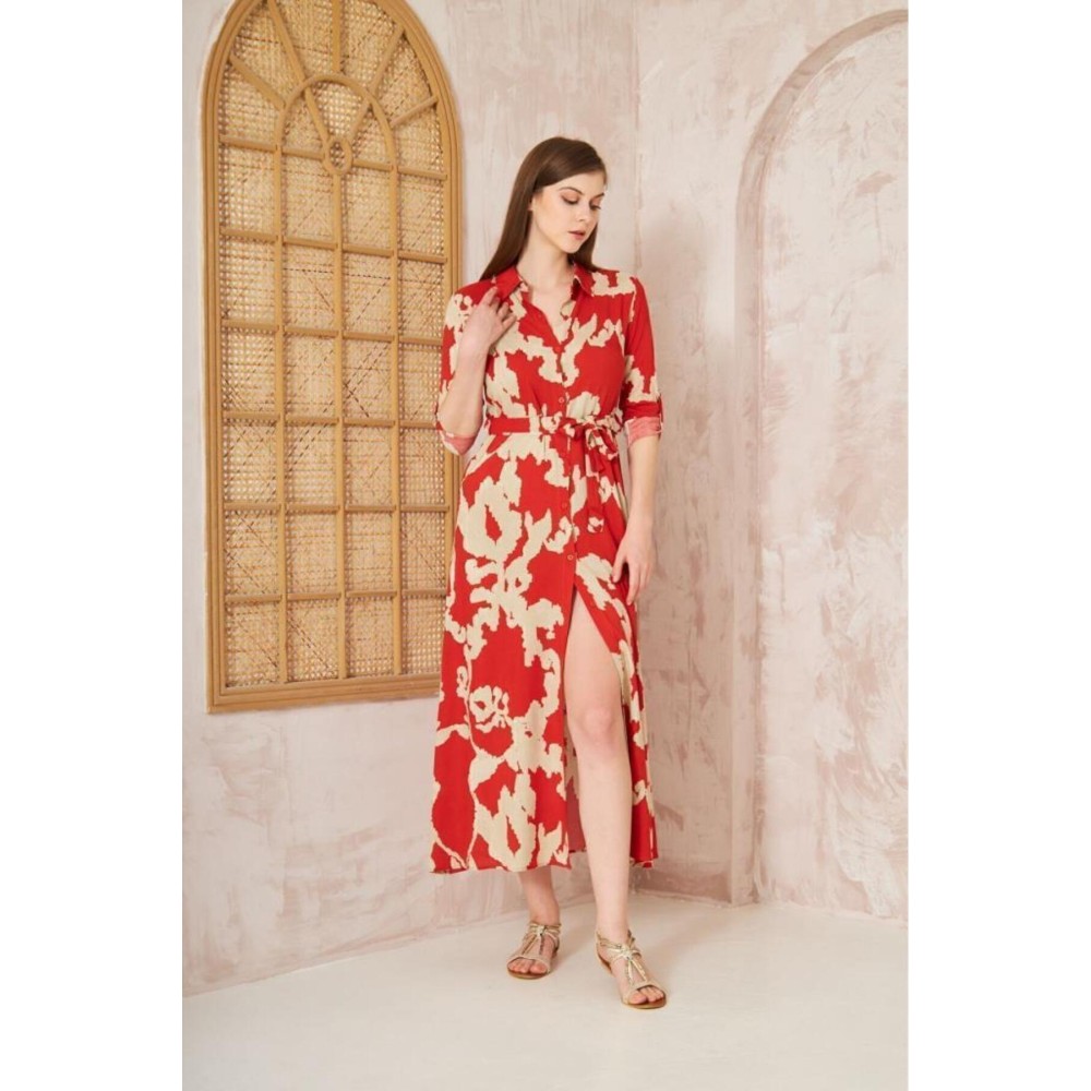 Pasaklı Giyim Pasaklı Giyim Kadın %100 Viskon Elbise Kırmızı - Premium Kadın Giyim