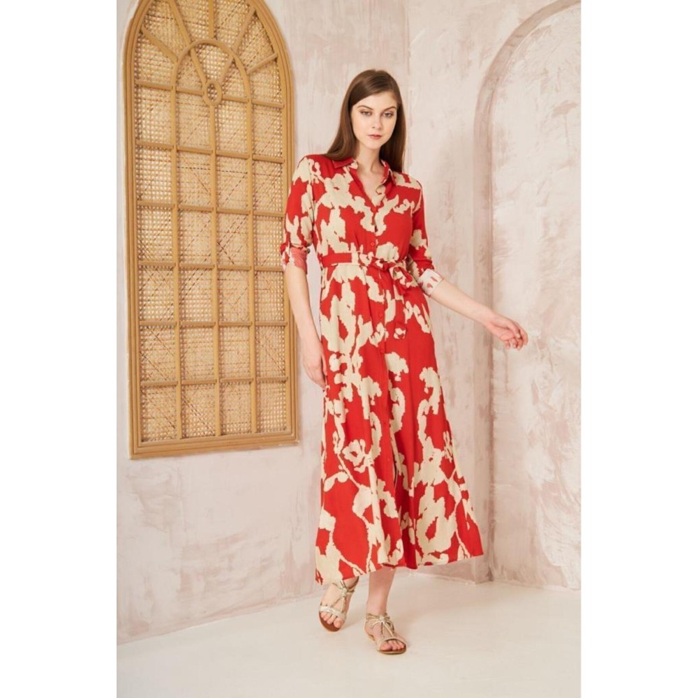 Pasaklı Giyim Pasaklı Giyim Kadın %100 Viskon Elbise Kırmızı - Premium Kadın Giyim