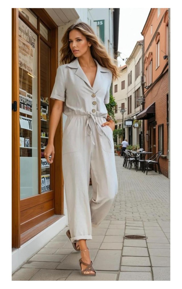 Pasaklı Giyim Kadın Beli Büzgülü Tulum 2622462 Bej