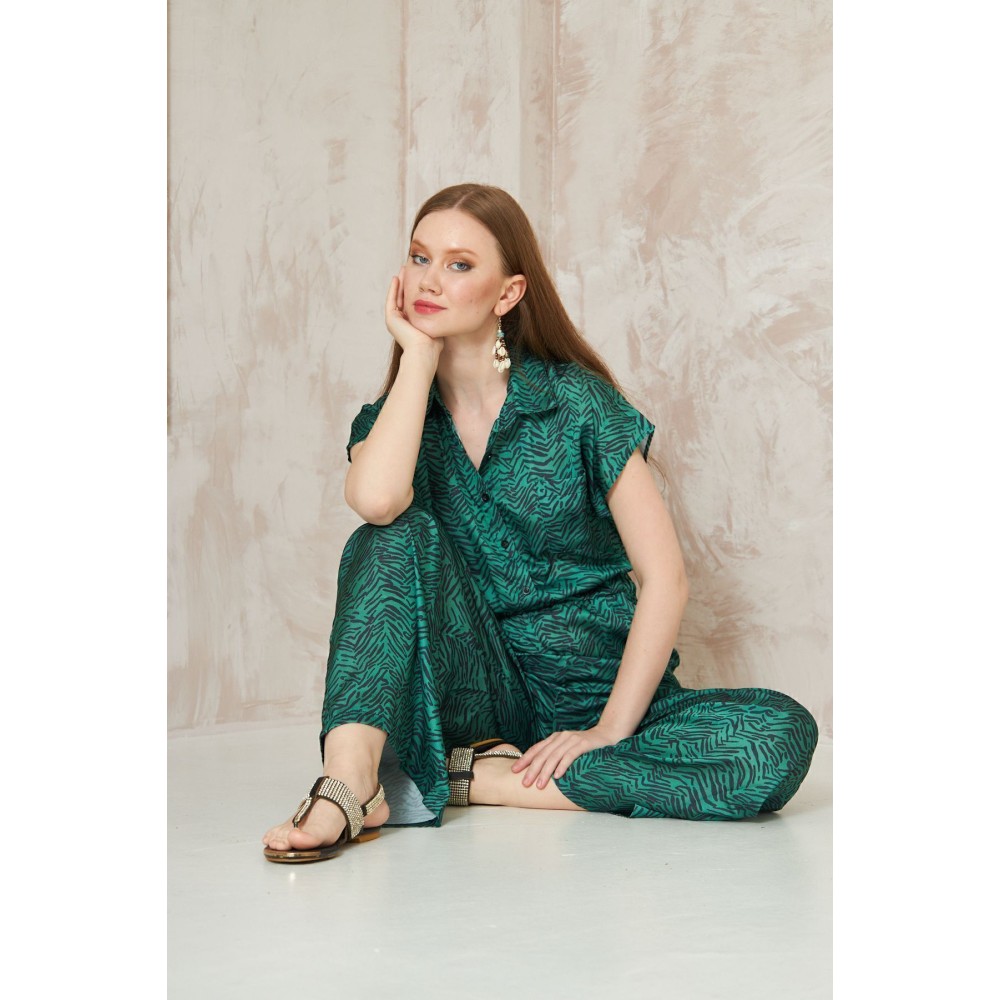 Pasaklı Giyim Pasaklı Giyim Kadın Beli Lastikli Saten Tulum Zümrüt - Premium Kadın Giyim