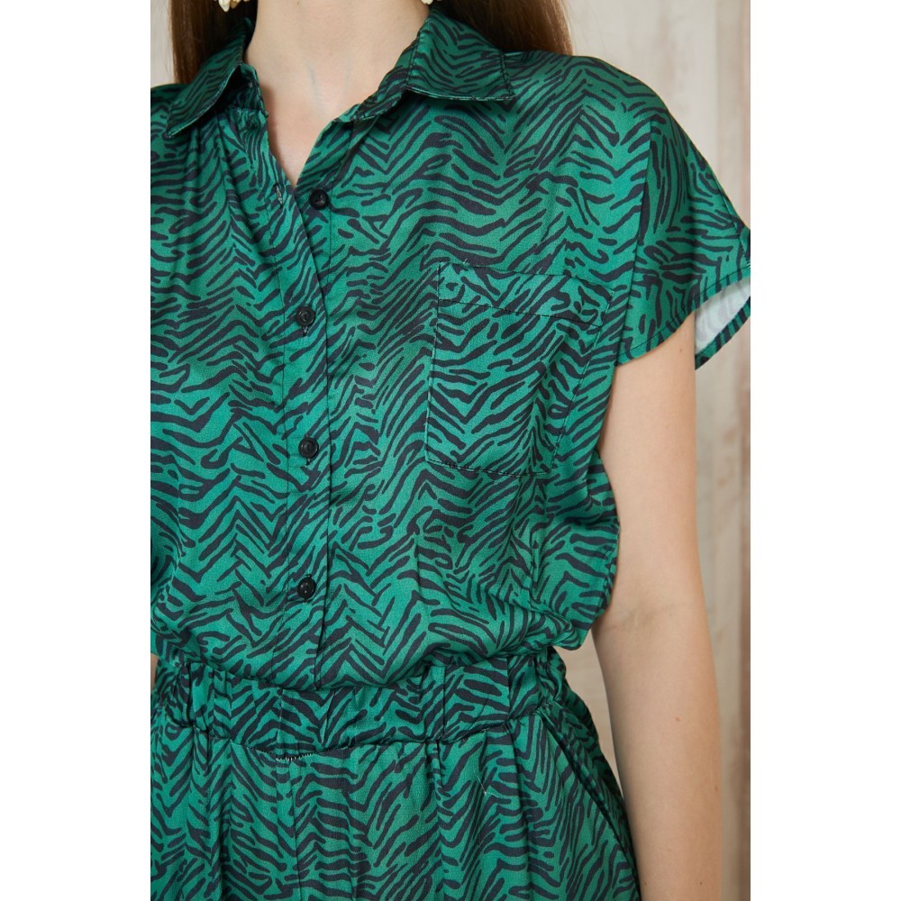 Pasaklı Giyim Pasaklı Giyim Kadın Beli Lastikli Saten Tulum Zümrüt - Premium Kadın Giyim