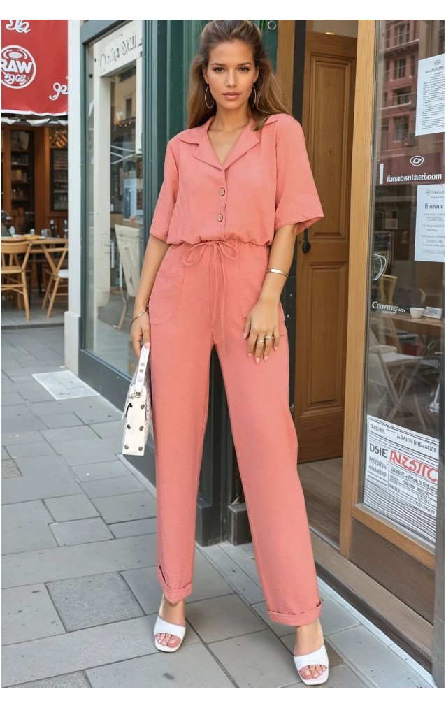 Pasaklı Giyim Kadın Beli Büzgülü Tulum 2622462 Pudra