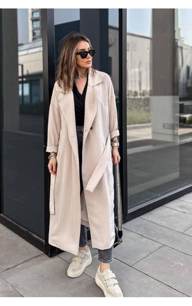 Pasaklı Giyim Kadın Ekstra Oversize Trençkot 3335451 Taş