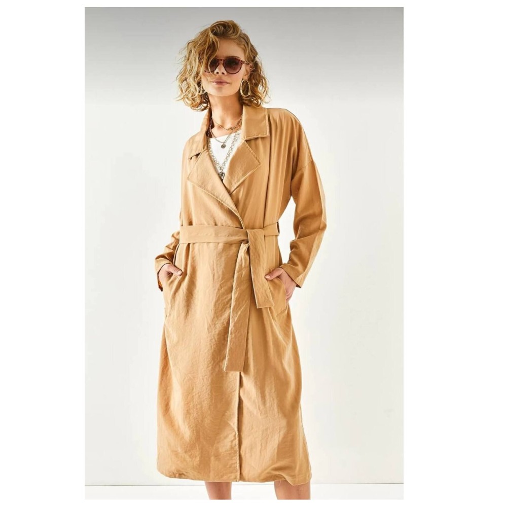 Pasaklı Giyim Pasaklı Giyim Kadın Ekstra Oversize Trençkot Taba - Premium Kadın Giyim