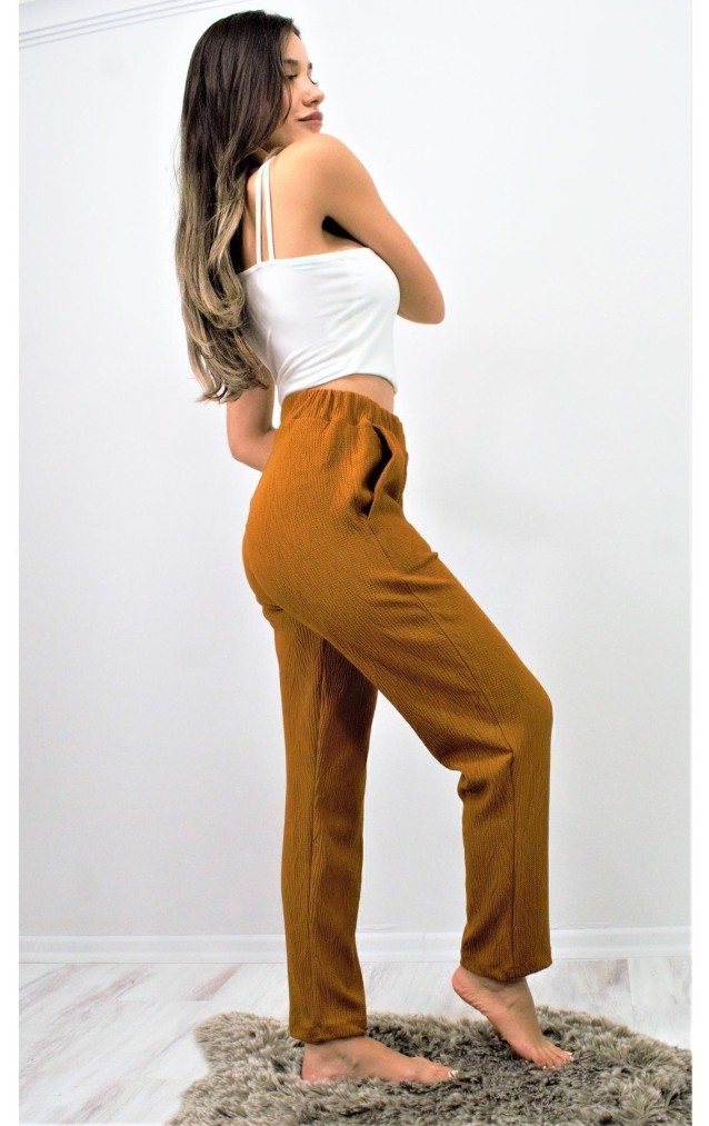 Pasaklı Giyim Yumuşak Doku Rahat Pantolon 3273210 Hardal