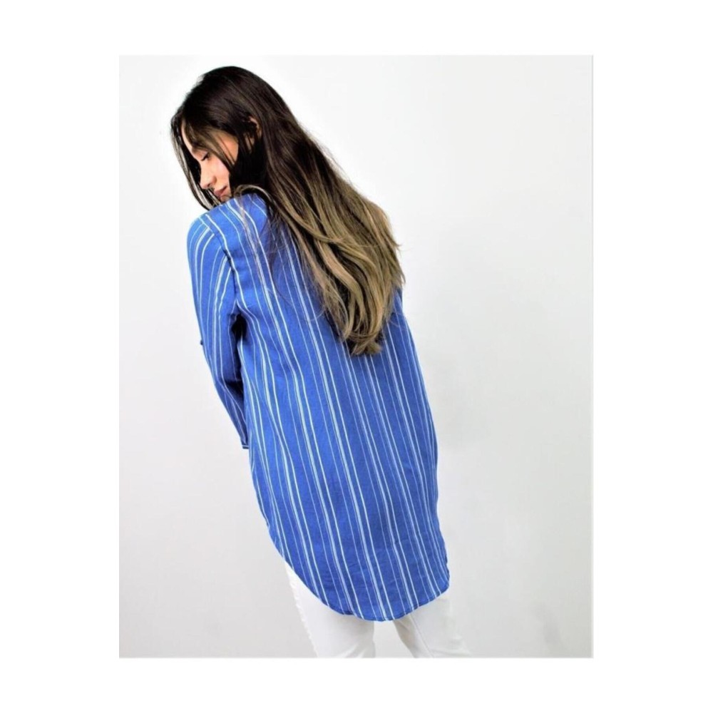 Pasaklı Giyim Pasaklı Giyim Kadın Çizgili Gömlek İndigo - Premium Kadın Giyim