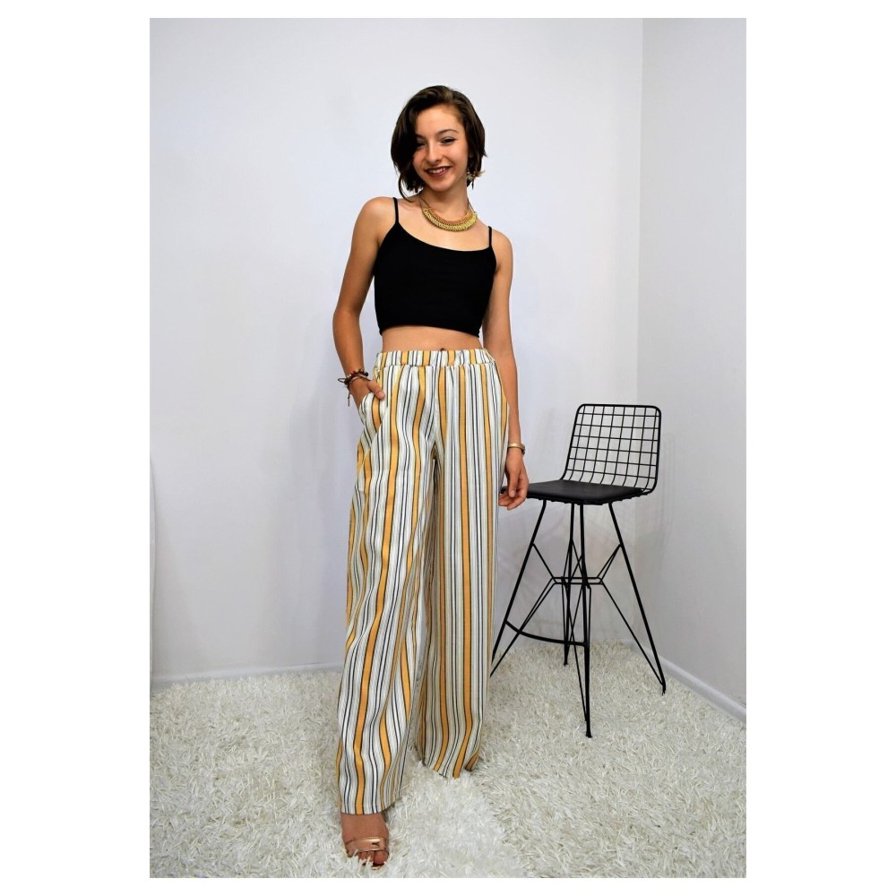 Pasaklı Giyim Pasaklı Giyim Kadın Beli Lastikli Pantolon Hardal - Premium Kadın Giyim