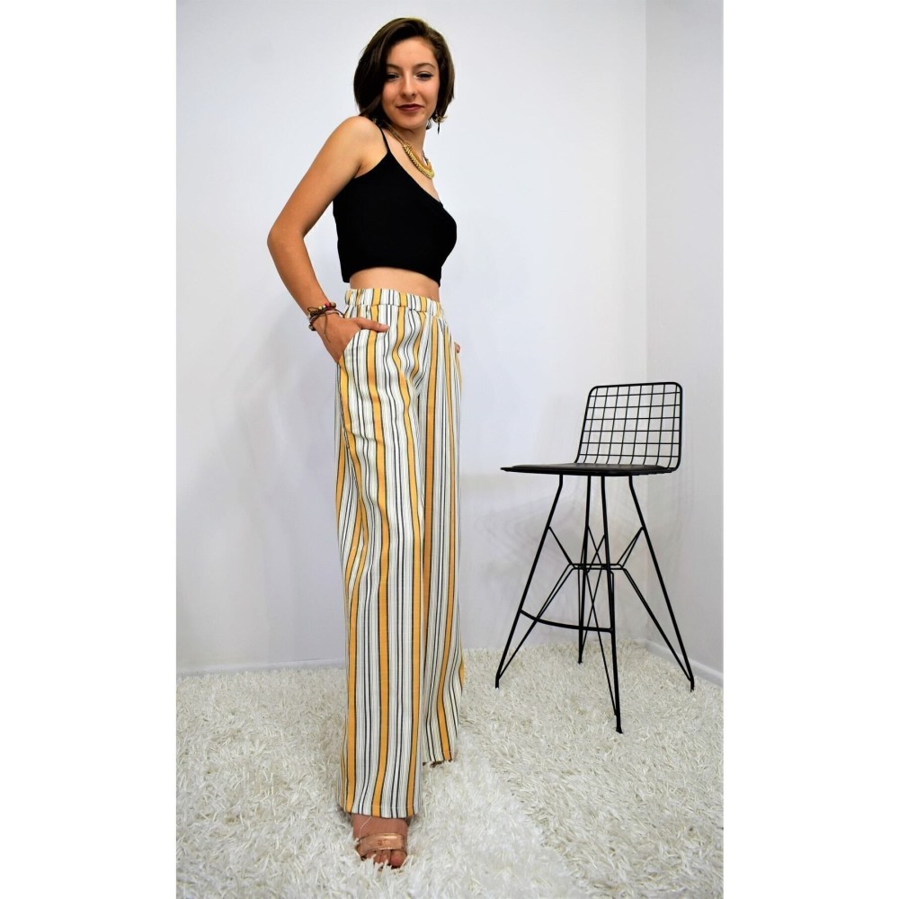 Pasaklı Giyim Pasaklı Giyim Kadın Beli Lastikli Pantolon Hardal - Premium Kadın Giyim