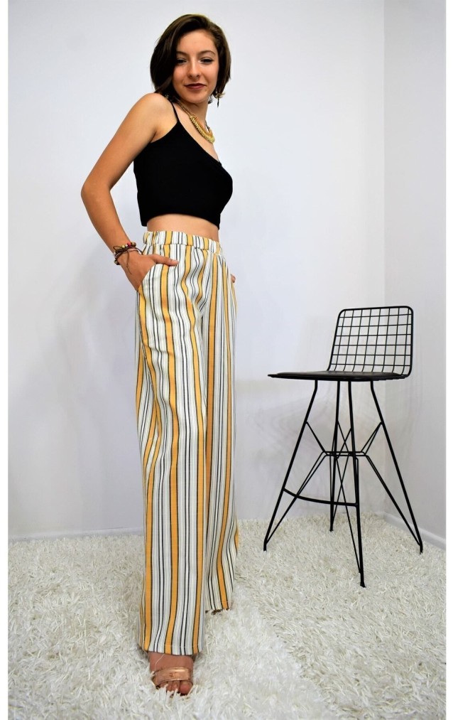 Pasaklı Giyim Kadın Beli Lastikli Pantolon 3258200 Hardal