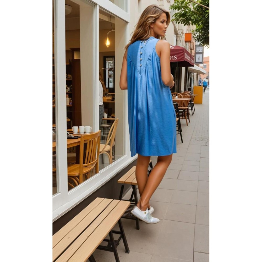 Pasaklı Giyim Pasaklı Giyim Kadın Piliseli Elbise İndigo - Premium Kadın Giyim